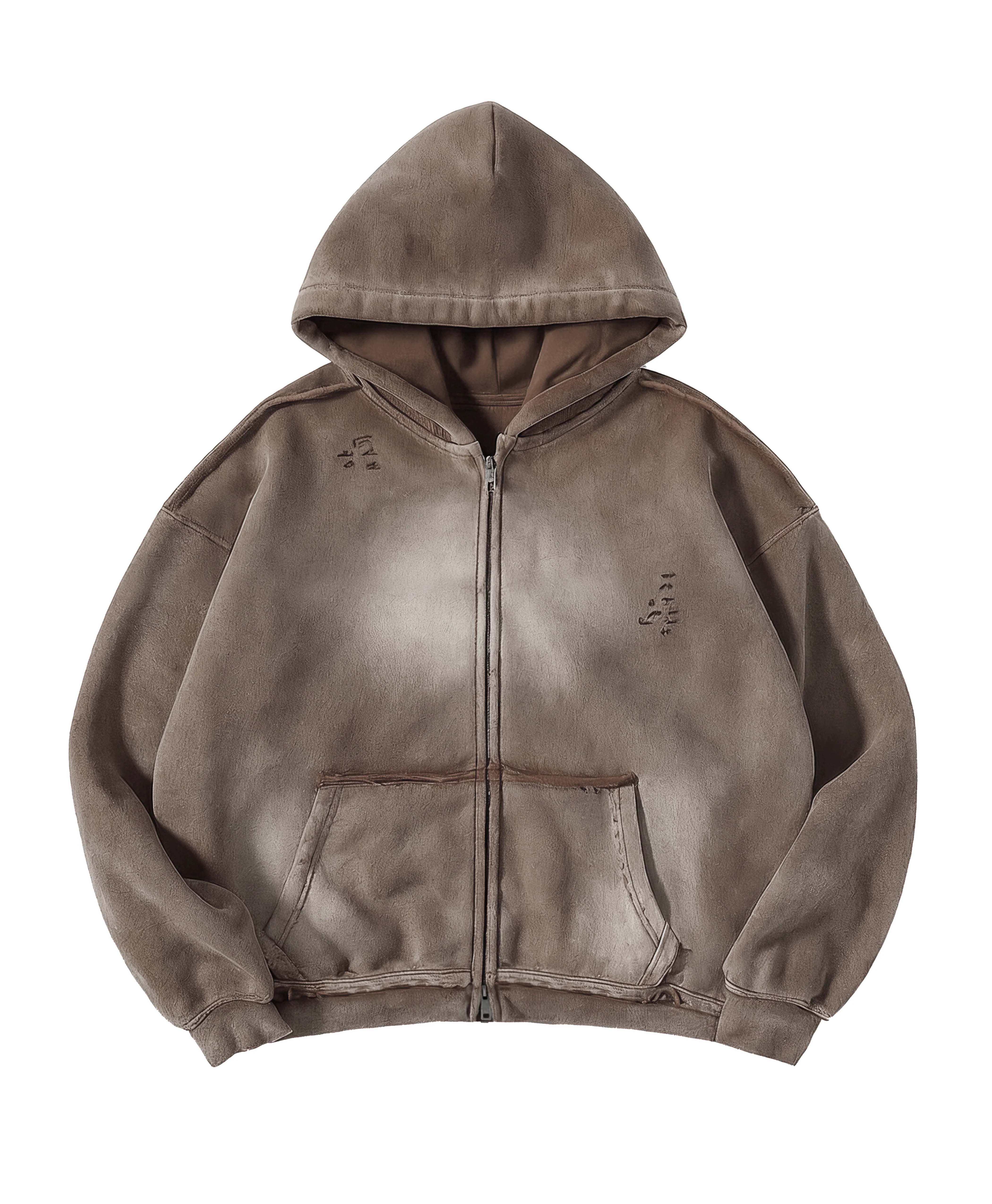 ATHENTIQ WASHED RIPPED ZIP HOODIE - Image 2
